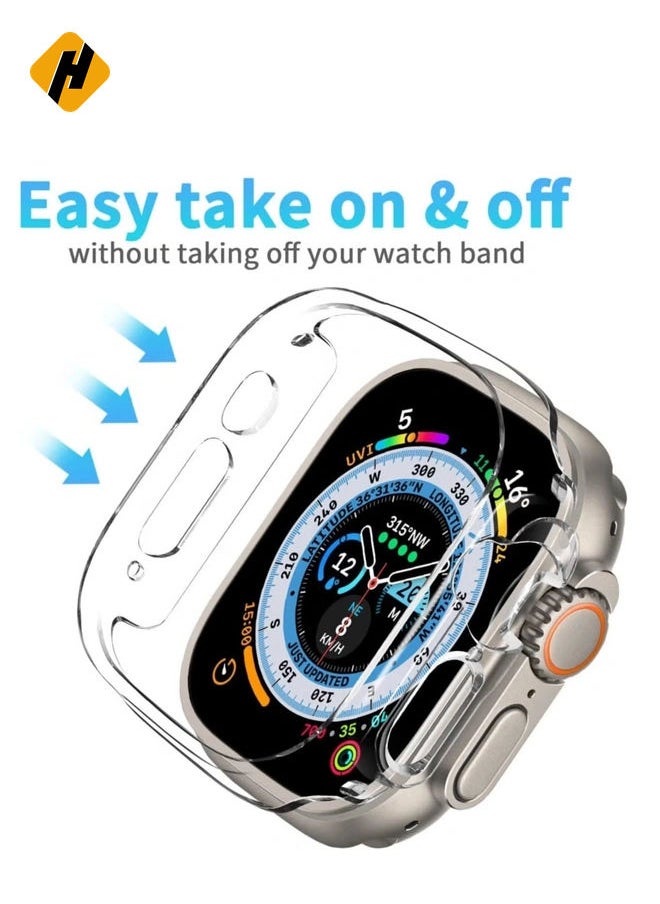 2 Pack Case Compatible with Apple Watch Ultra 49mm, Hard PC Bumper Case All-Around Edge Shockproof Protective Cover Frame [NO Screen Protector]- Clear