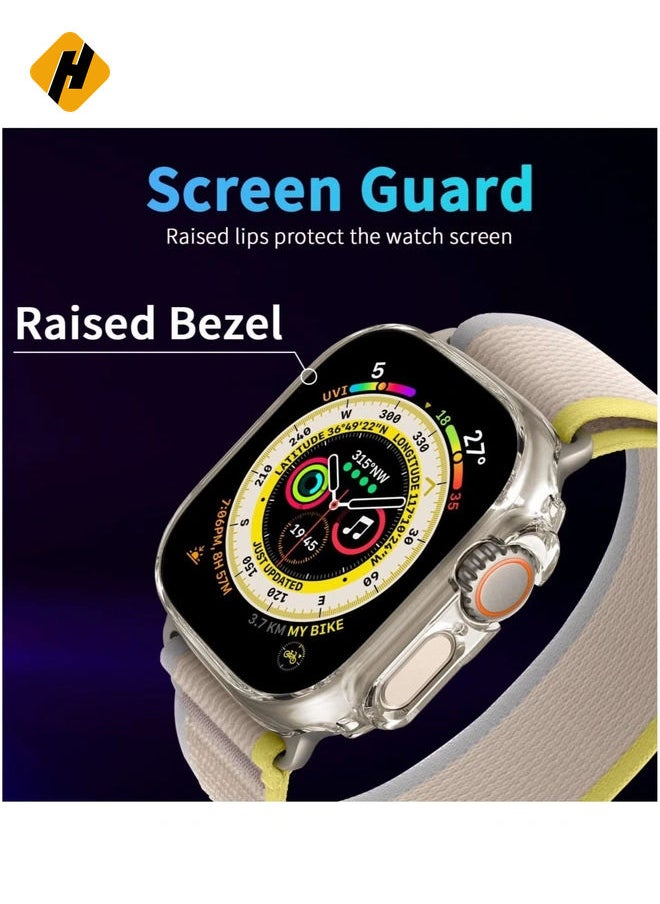2 Pack Case Compatible with Apple Watch Ultra 49mm, Hard PC Bumper Case All-Around Edge Shockproof Protective Cover Frame [NO Screen Protector]- Clear
