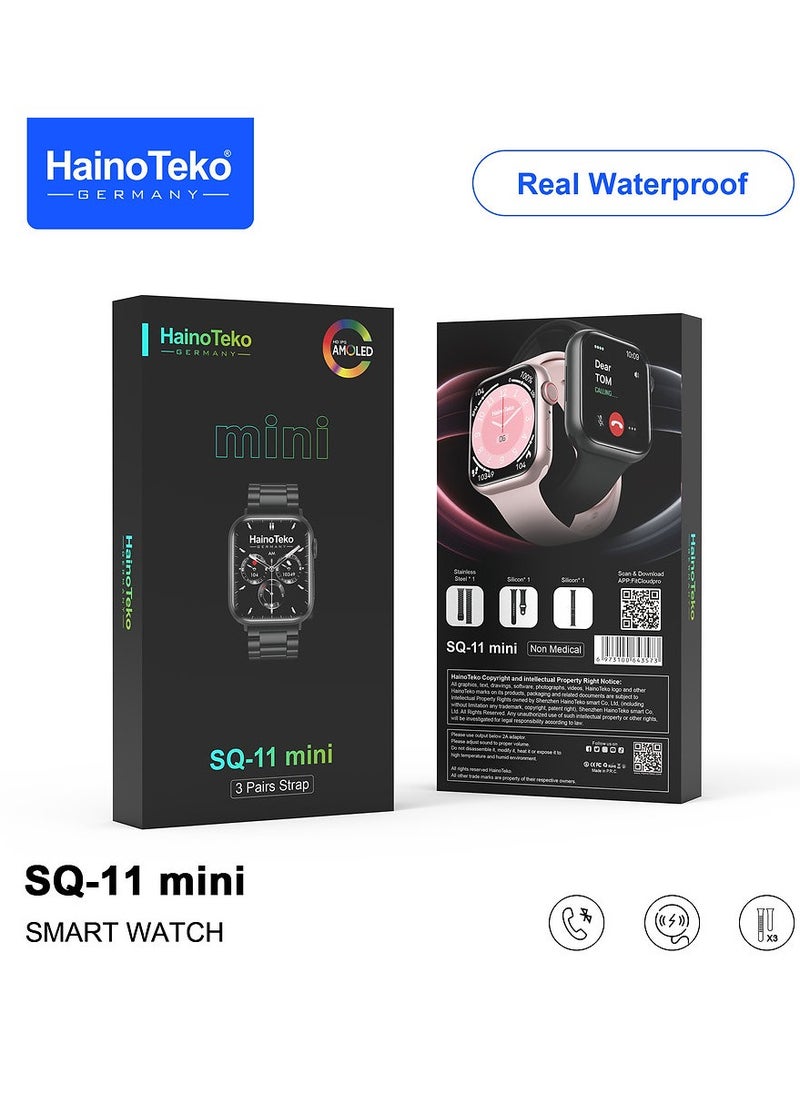 Haino Teko SQ-11 Mini Smart Watch with AMOLED Display WATERPROOF & 3 Pairs of Straps