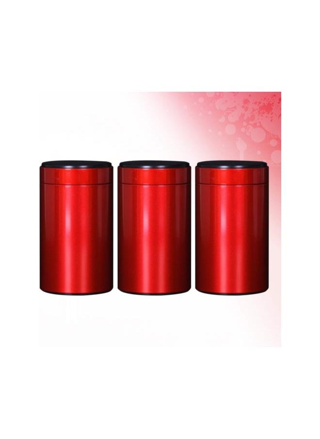 3PCS Tea Tin Canister Empty with Airtight Lid Small Kitchen Canisters for Tea Coffee Sugar Storage Loose Leaf Tea Tin Containers (Red Size 140)