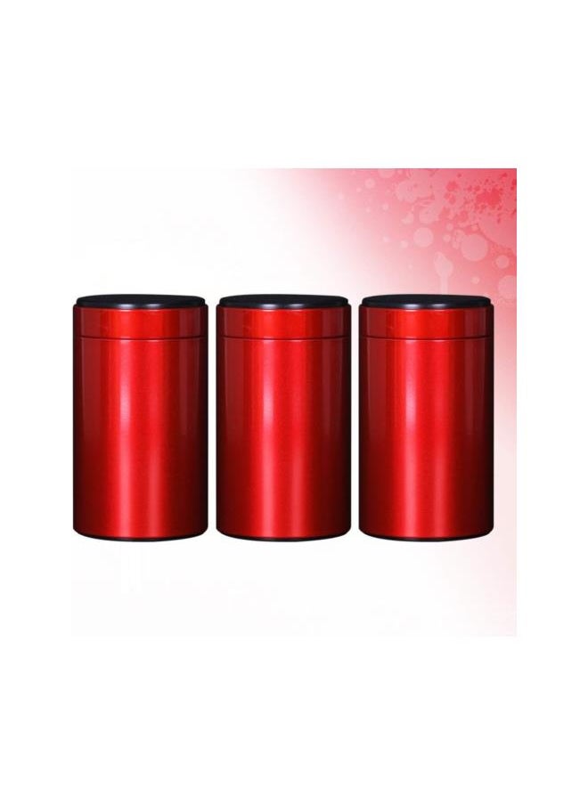 3PCS Tea Tin Canister Empty with Airtight Lid Small Kitchen Canisters for Tea Coffee Sugar Storage Loose Leaf Tea Tin Containers (Red Size 160)