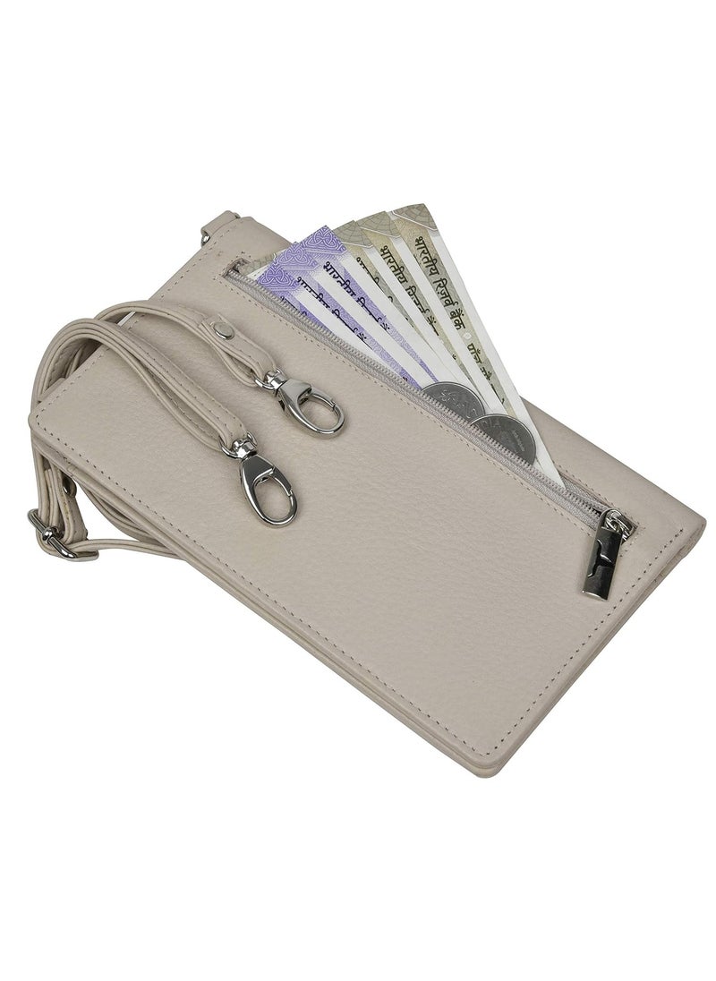 URBAN FOREST Ruby Beige Leather Sling Wallet for Women