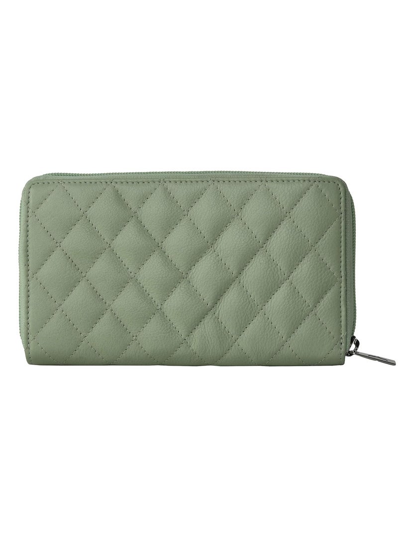 URBAN FOREST grace Quilted Mint Green Leather Wallet/Clutch for Women