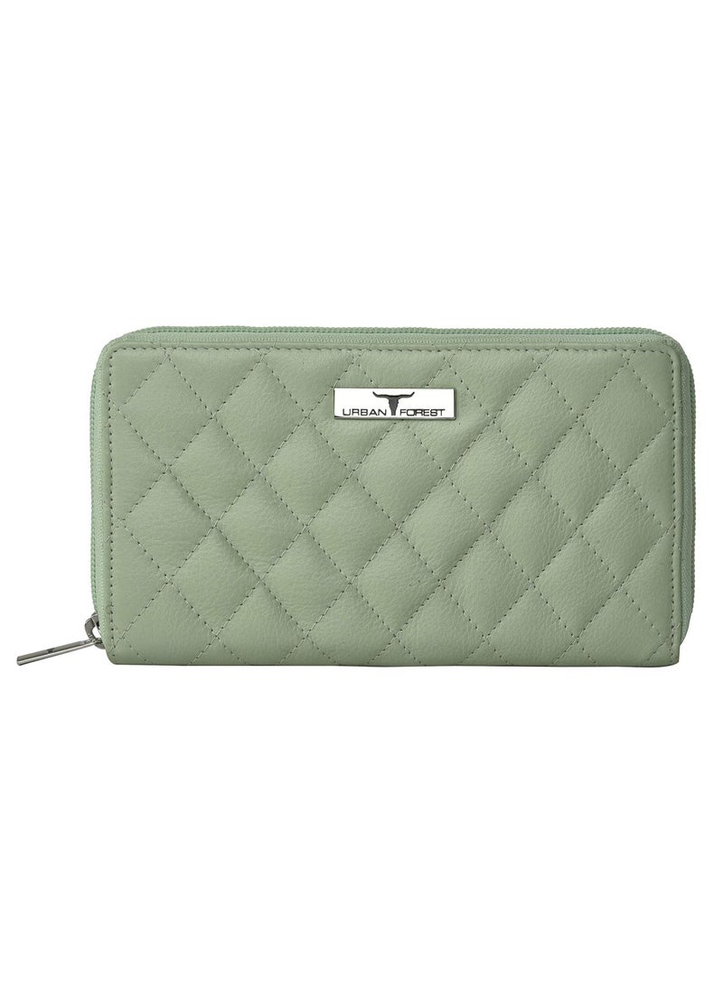 URBAN FOREST grace Quilted Mint Green Leather Wallet/Clutch for Women