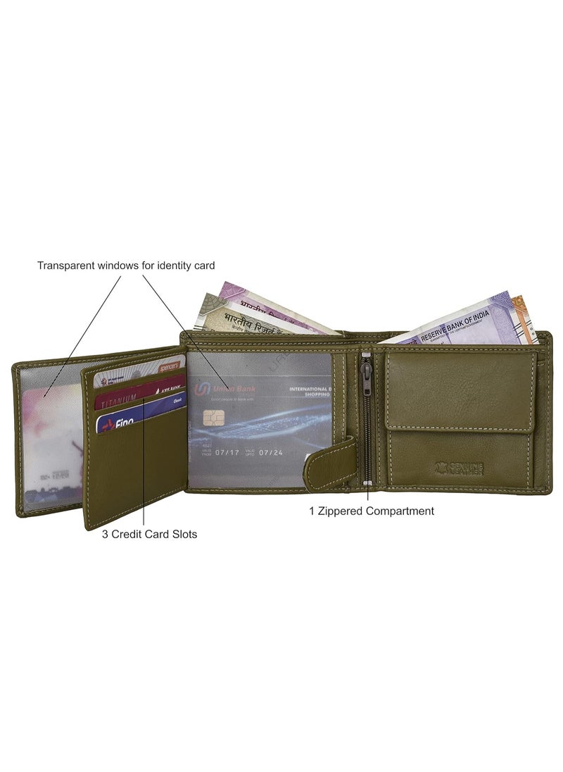 URBAN FOREST Oliver Olive Green Leather Wallet for Men