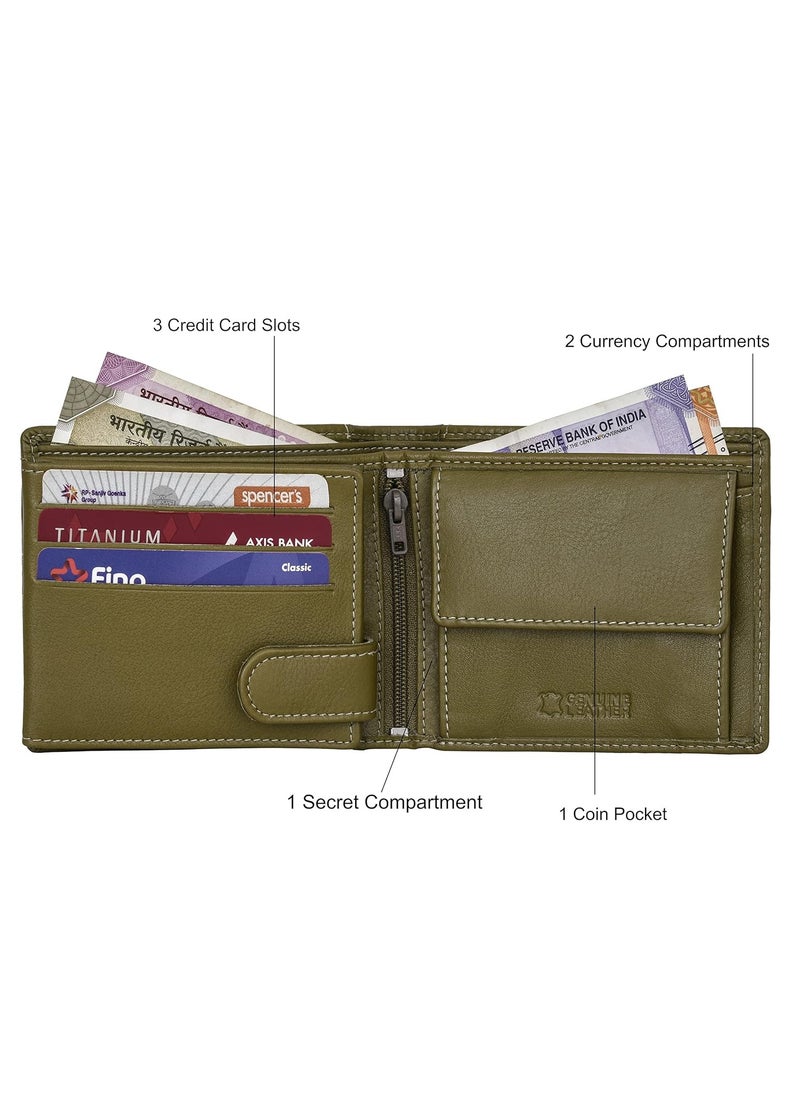 URBAN FOREST Oliver Olive Green Leather Wallet for Men