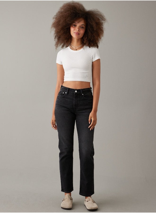 AE Stretch Super High-Waisted Ankle Straight Jean