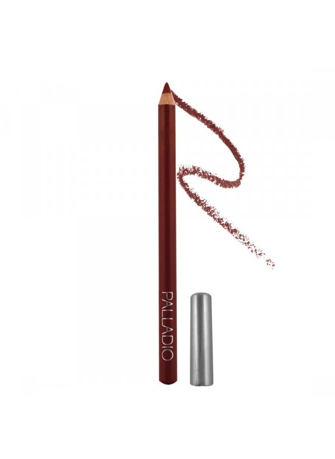 Palladio Lip Liner Pencil, Wooden, Firm yet Smooth, Contour and Line with Ease, Perfectly Outlined Lips, Comfortable, Hydrating, Moisturizing, Rich Pigmented Color, Long Lasting, Aubergine