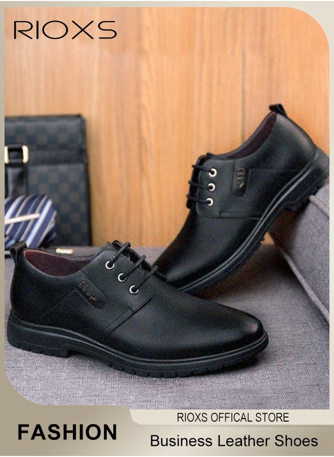 Men's Business Leather Shoes, Lace-up Round-toe Oxford Shoes, Stylish Classic Dress Shoes, Comfortable Lightweight Walking Flats, Suitable for Daily Wear and Formal Occasions