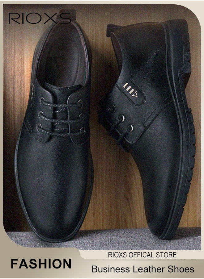 Men's Business Leather Shoes, Lace-up Round-toe Oxford Shoes, Stylish Classic Dress Shoes, Comfortable Lightweight Walking Flats, Suitable for Daily Wear and Formal Occasions