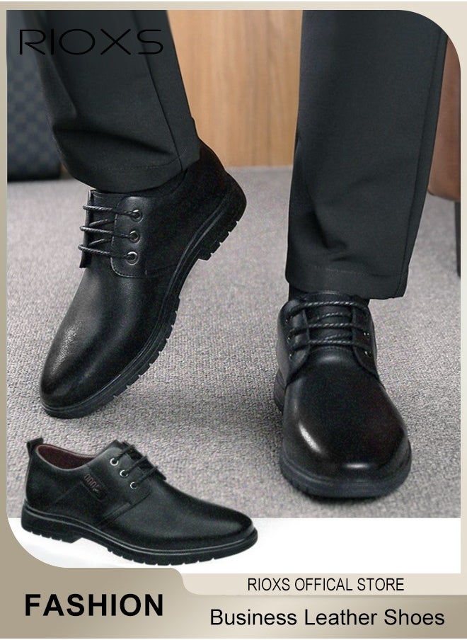 Men's Business Leather Shoes, Lace-up Round-toe Oxford Shoes, Stylish Classic Dress Shoes, Comfortable Lightweight Walking Flats, Suitable for Daily Wear and Formal Occasions