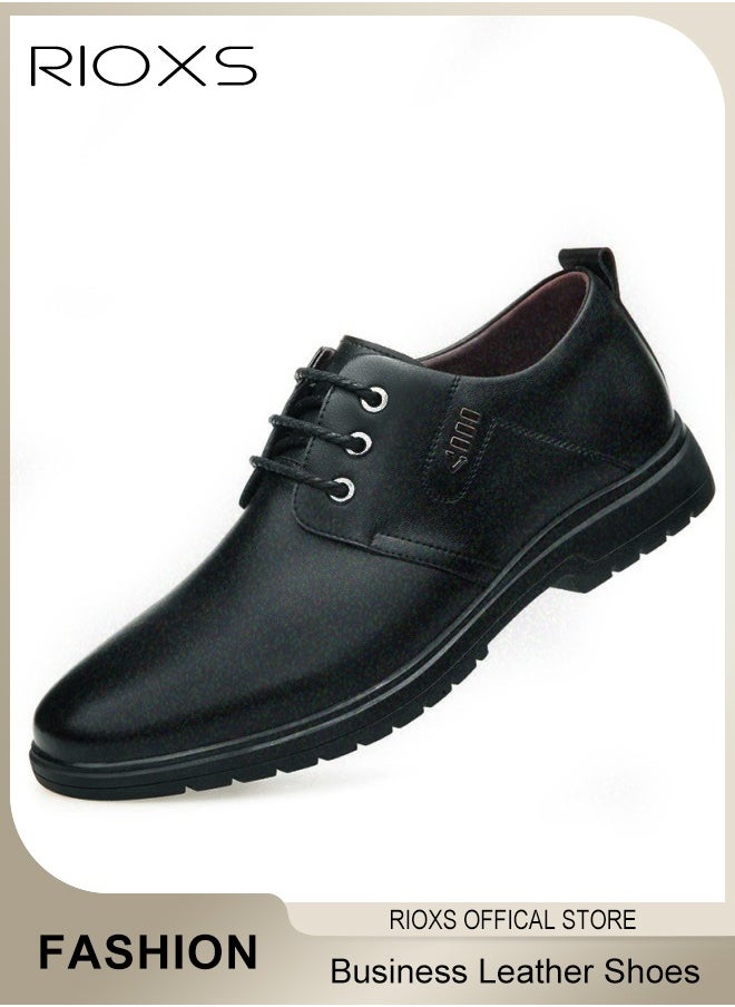 Men's Business Leather Shoes, Lace-up Round-toe Oxford Shoes, Stylish Classic Dress Shoes, Comfortable Lightweight Walking Flats, Suitable for Daily Wear and Formal Occasions