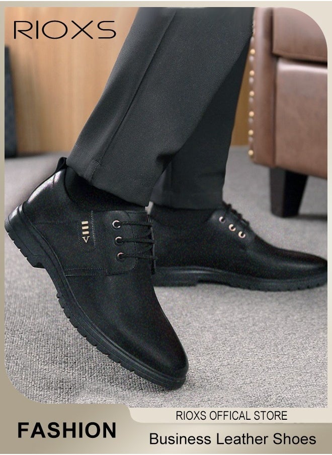 Men's Business Leather Shoes, Lace-up Round-toe Oxford Shoes, Stylish Classic Dress Shoes, Comfortable Lightweight Walking Flats, Suitable for Daily Wear and Formal Occasions