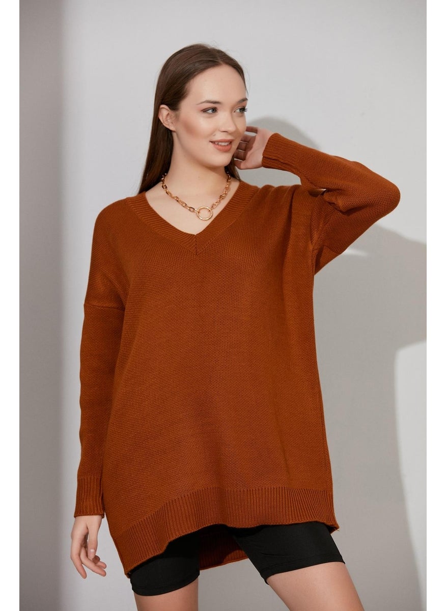 V Neck Knitwear Loose Sweater (A91861-S)