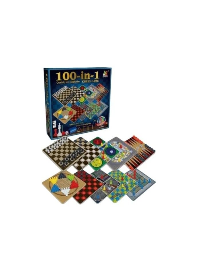 100 in 1 Classic Games Compendium of Classic Family Board Games - Includes Chess, Draughts, Ludo Snake and Ladders, Fun & Educational Play