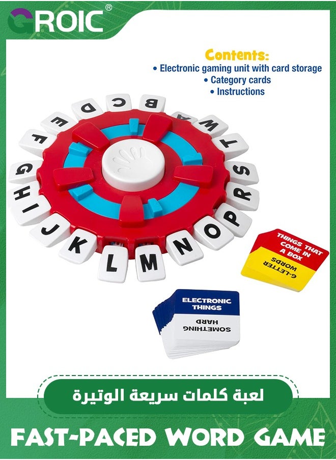 TAPPLE Word Game with Cards, Fast-Paced Family Board Game for Kids, Choose a Category & Race Against The Timer to be The Last Player, Learning Educational Toys Learning Game for All Ages - Red