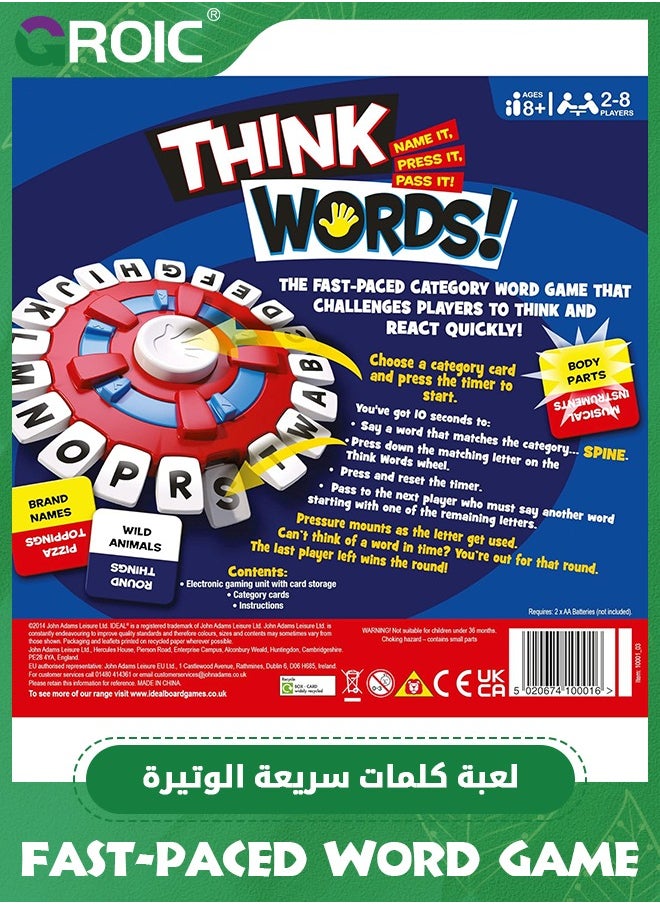 TAPPLE Word Game with Cards, Fast-Paced Family Board Game for Kids, Choose a Category & Race Against The Timer to be The Last Player, Learning Educational Toys Learning Game for All Ages - Red