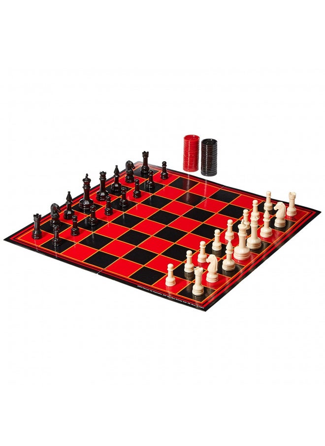 Pressman Chess / Checkers / Backgammon - 3 Games in One with Full Size Staunton Chess Pieces and Interlocking Checkers, 15.62 x 8.00 x 1.50 Inches