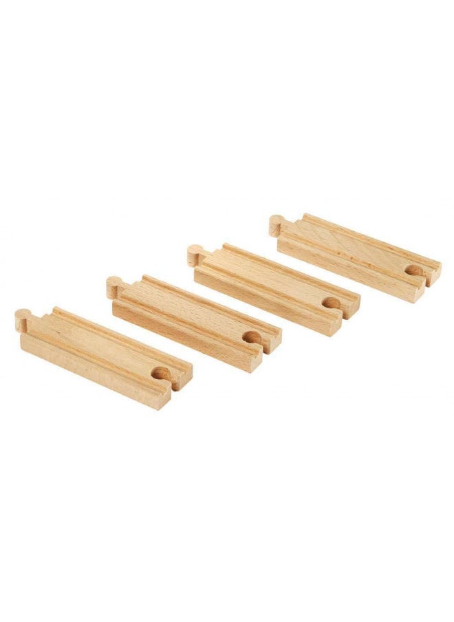 BRIO World 33334 - Short Straight Tracks - 4 Piece Wooden Train Tracks for Kids Ages 3 and Up