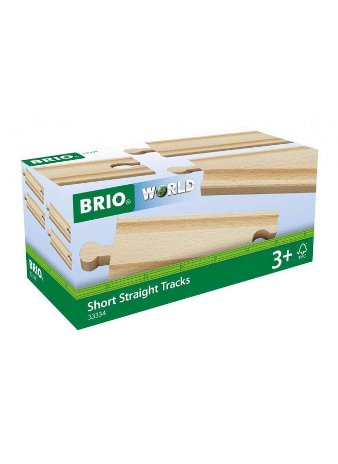 BRIO World 33334 - Short Straight Tracks - 4 Piece Wooden Train Tracks for Kids Ages 3 and Up