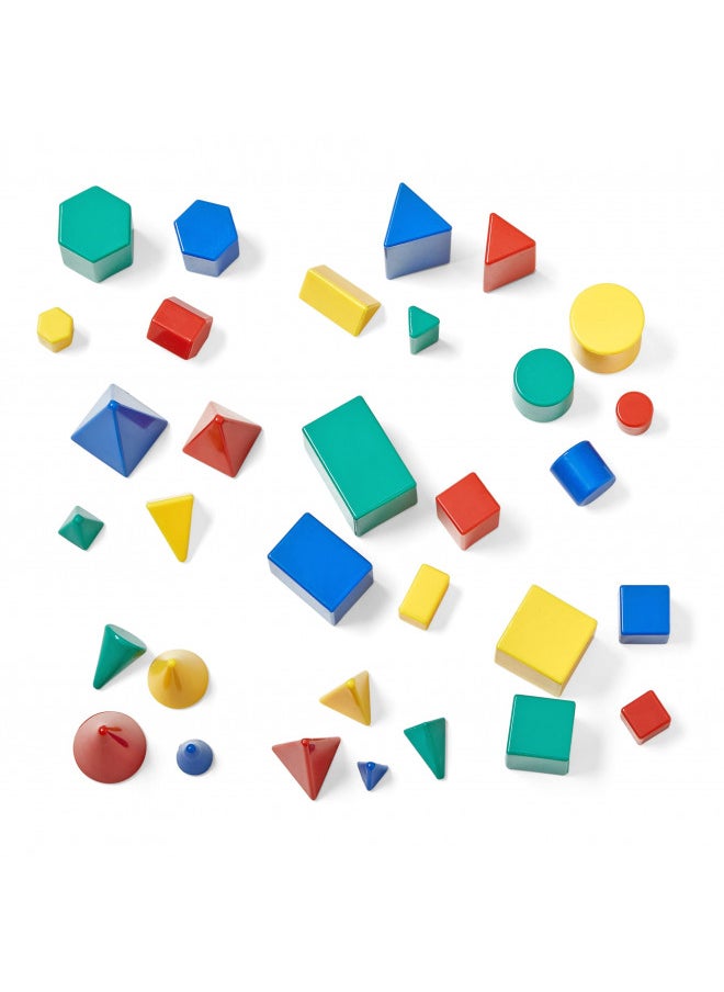 Mini Plastic GeoSolids Relational Shapes, Set of 32 Blocks