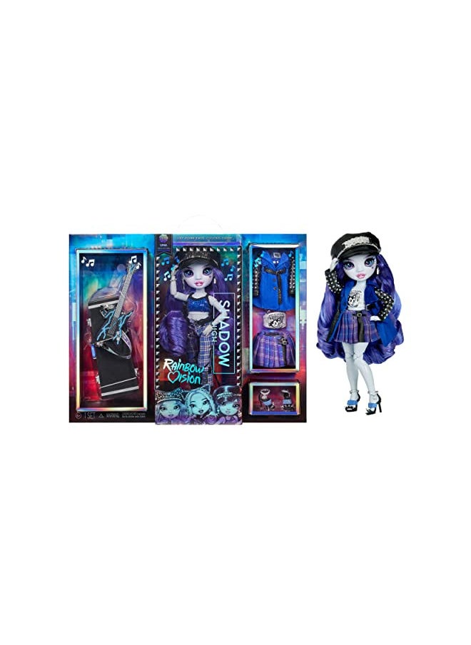 Rainbow High Vision and Neon Shadow-Uma Vanhoose (Neon Blue) Posable Fashion Doll. 2 Designer Outfits to Mix & Match, Rock Band Accessories Playset, Great Toy Gift for Kids 6-12 Years & Collector