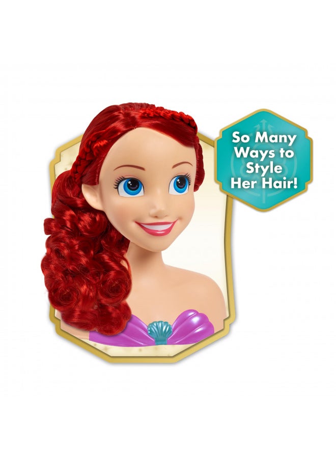 Disney Princess Ariel Styling Head and Accessories, 18-pieces, Red Hair and Blue Eyes, Pretend Play, Kids Toys for Ages 3 Up by Just Play