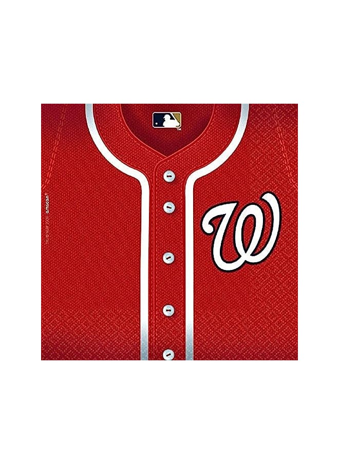 Bold Red & White Washington Nationals Luncheon Paper Napkins - 6.5