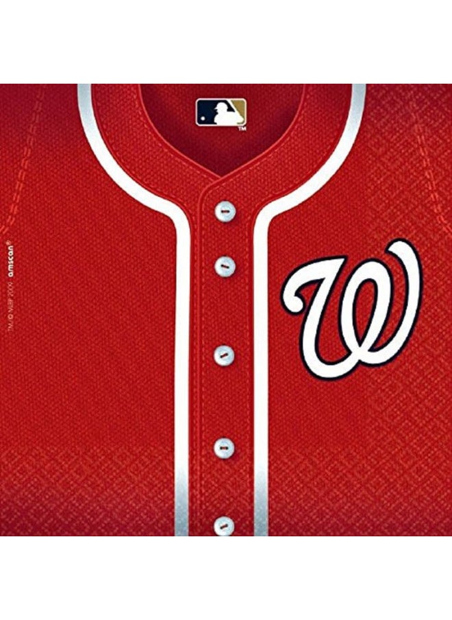 Bold Red & White Washington Nationals Luncheon Paper Napkins - 6.5