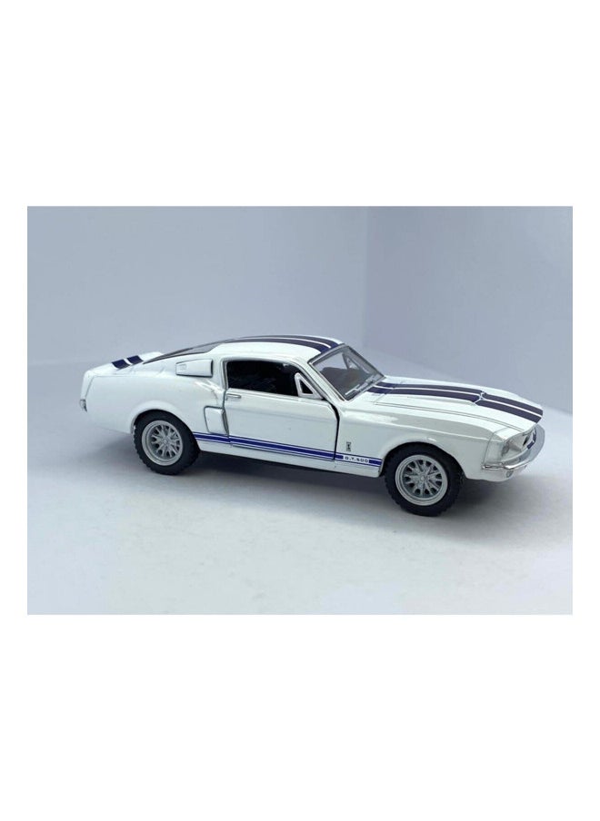 KiNSMART 1967 Ford Shelby Mustang GT500 White 1:38 Scale 5 Inch Die Cast Model Toy Race Car w/Pullback Action