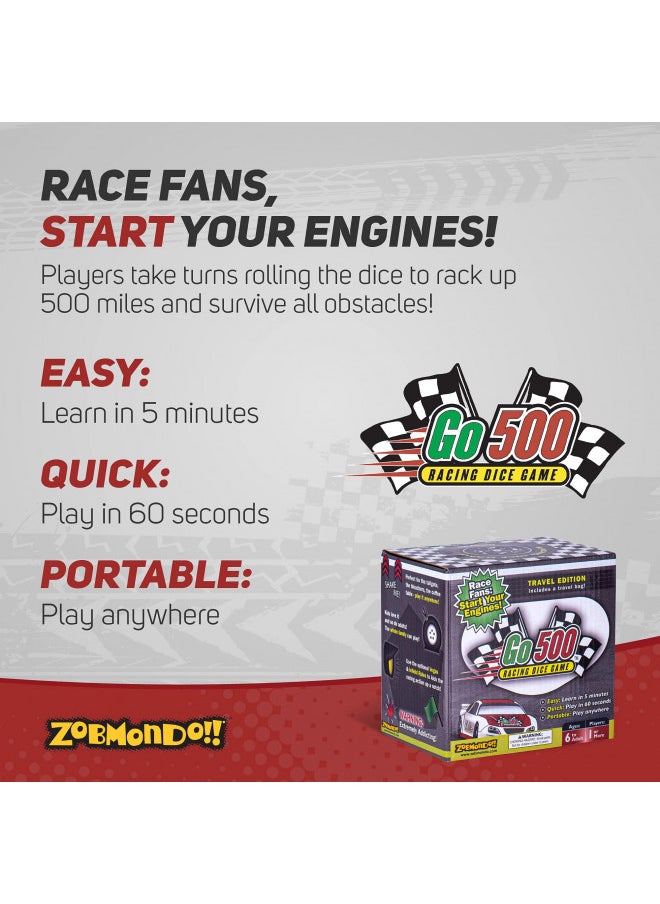 Zobmondo!! Go500 Car Racing Dice Game, Racing Games for Adults and Family, Table Game for Sports Fans Ages 6+