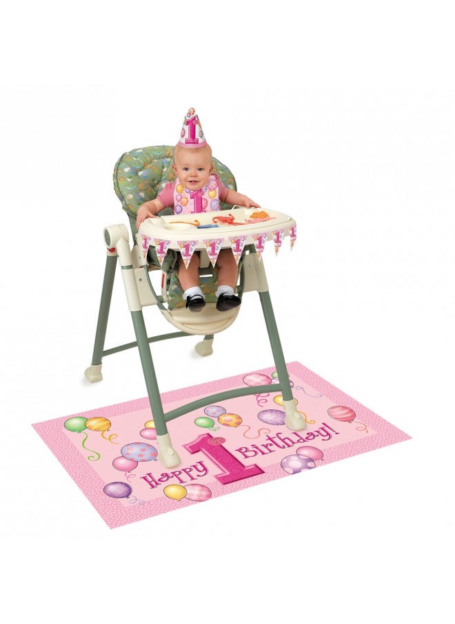 Unique 1st Balloons Birthday High Chair Kit - Pink, 4 Pcs