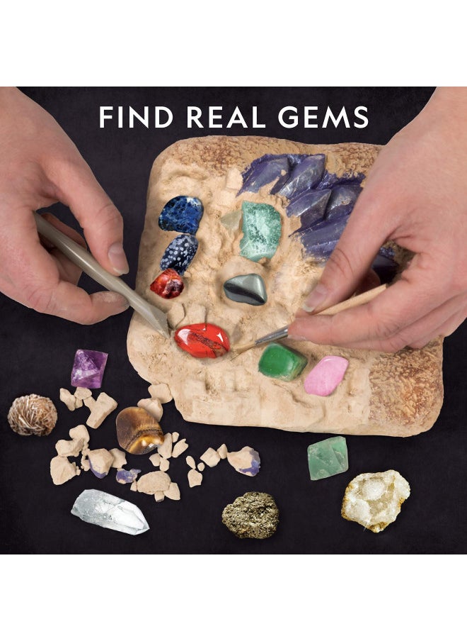 NATIONAL GEOGRAPHIC Mega Gemstone Dig Kit Dig Up 15 Real Gemstones and Crystals, Science Kit for Kids, Gem Digging Kit, Gift for Girls and Boys, Mining Kit, Rock Collection (Amazon Exclusive)