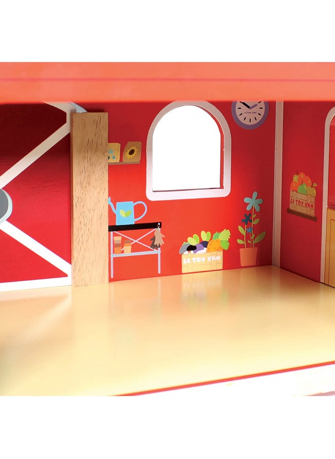 Le Toy Van - Educational Wooden Toy Colourful Wooden Red Barn | Great Interactive Role Play Gifts for A Boy Or Girl - 3+ Years