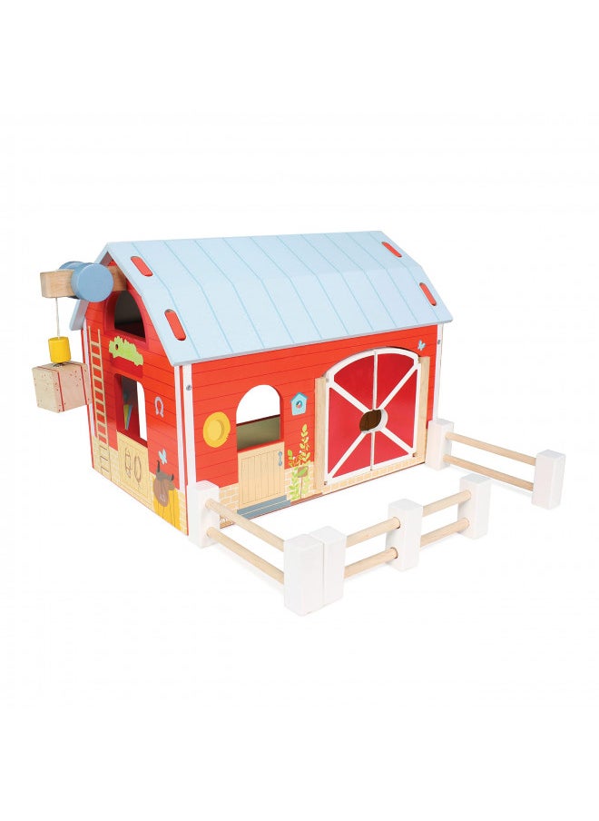 Le Toy Van - Educational Wooden Toy Colourful Wooden Red Barn | Great Interactive Role Play Gifts for A Boy Or Girl - 3+ Years