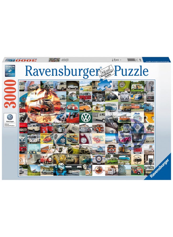 Ravensburger 99 VW Bulli Moments 3000 Piece Jigsaw Puzzle for Adults - 16018 - Handcrafted Tooling, Durable Blueboard, Every Piece Fits Together Perfectly