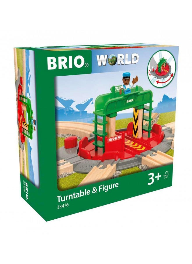 BRIO World 33476 - Turntable & Figure - 2 Piece Wooden Toy Train Accessory for Kids Ages 3 and Up