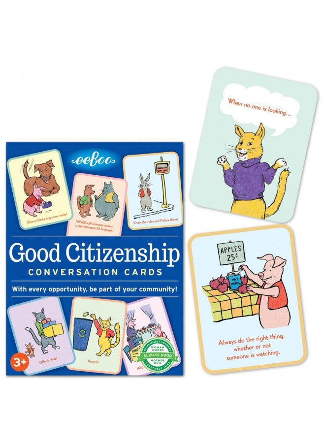 eeBoo: Good Citizenship Conversation Flash Cards, Encourages and Teaches Children How to Be Part of Their Community, Whether Family, School, or Planet, for Ages 3 and up