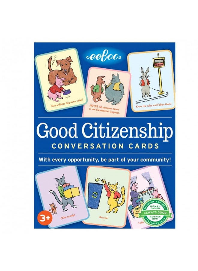 eeBoo: Good Citizenship Conversation Flash Cards, Encourages and Teaches Children How to Be Part of Their Community, Whether Family, School, or Planet, for Ages 3 and up