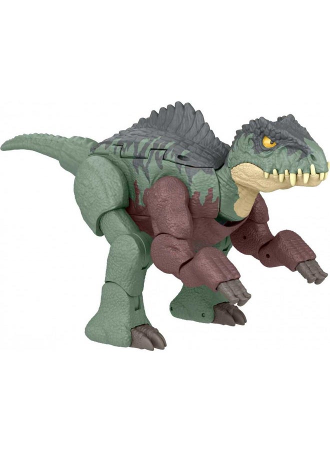 Mattel Jurassic World Transforming Dinosaur Toy, Giganotosaurus to Nasutoceratops, Massive Stretch Fierce Changers 16-Step 2 in 1 Figure