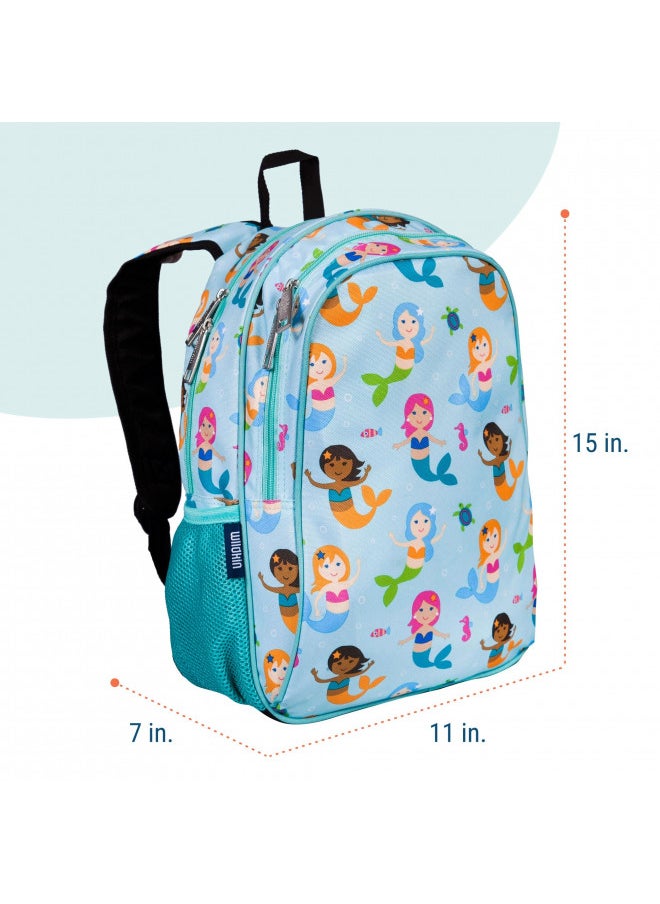 Wildkin 15 Inch Kids Backpack for Boys & Girls, 600-Denier Polyester Backpack for Kids, Features Padded Back & Adjustable Strap, Perfect Size for School & Travel Backpacks (Mermaids)