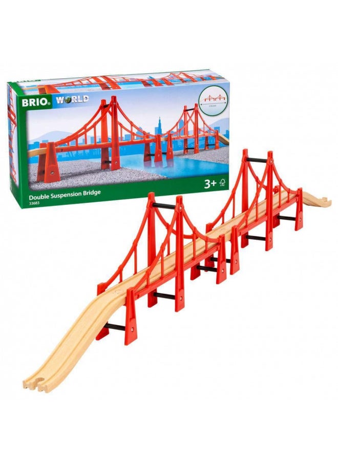 BRIO World - 33683 Double Suspension Bridge | 5 Piece Toy Train Accessory for Kids Age 3 and Up