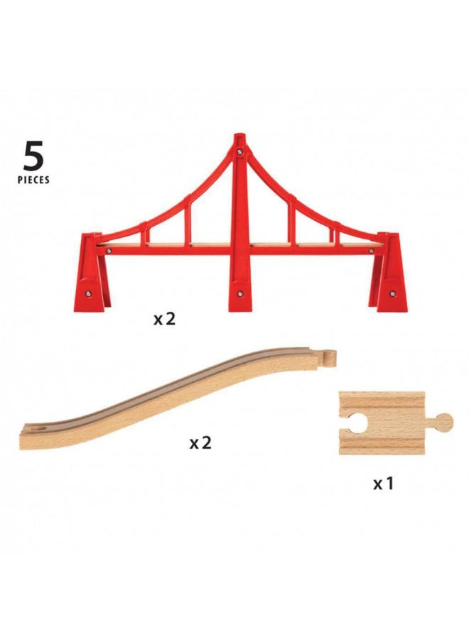 BRIO World - 33683 Double Suspension Bridge | 5 Piece Toy Train Accessory for Kids Age 3 and Up