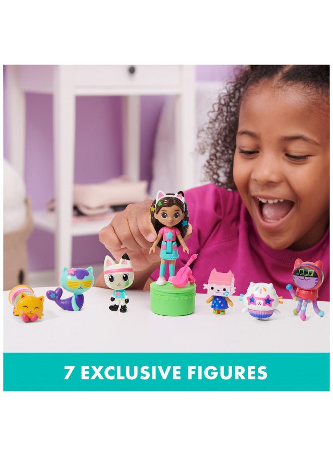 Gabby's Dollhouse, Dance Party Theme Figure Set with a Gabby Doll, 6 Cat Toy Figures and Accessory Kids Toys for Ages 3 and up!