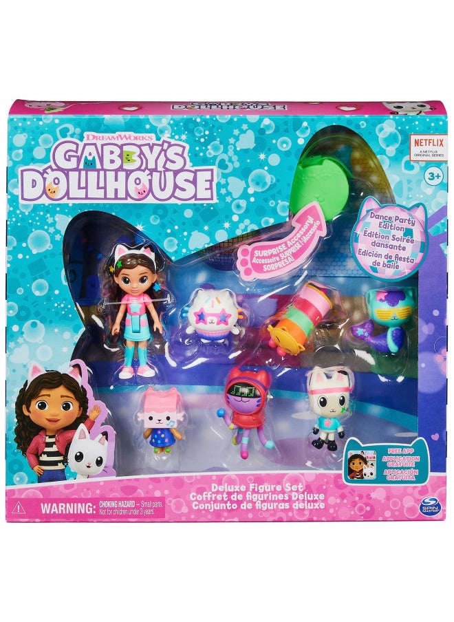 Gabby's Dollhouse, Dance Party Theme Figure Set with a Gabby Doll, 6 Cat Toy Figures and Accessory Kids Toys for Ages 3 and up!