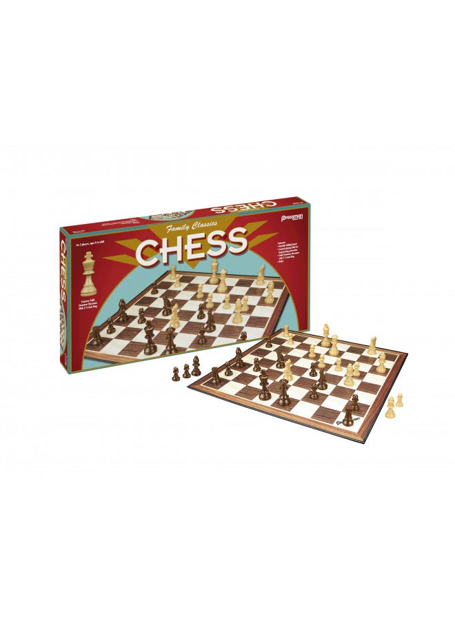 Family Classics Chess by Pressman - with Folding Board and Full Size Chess Pieces