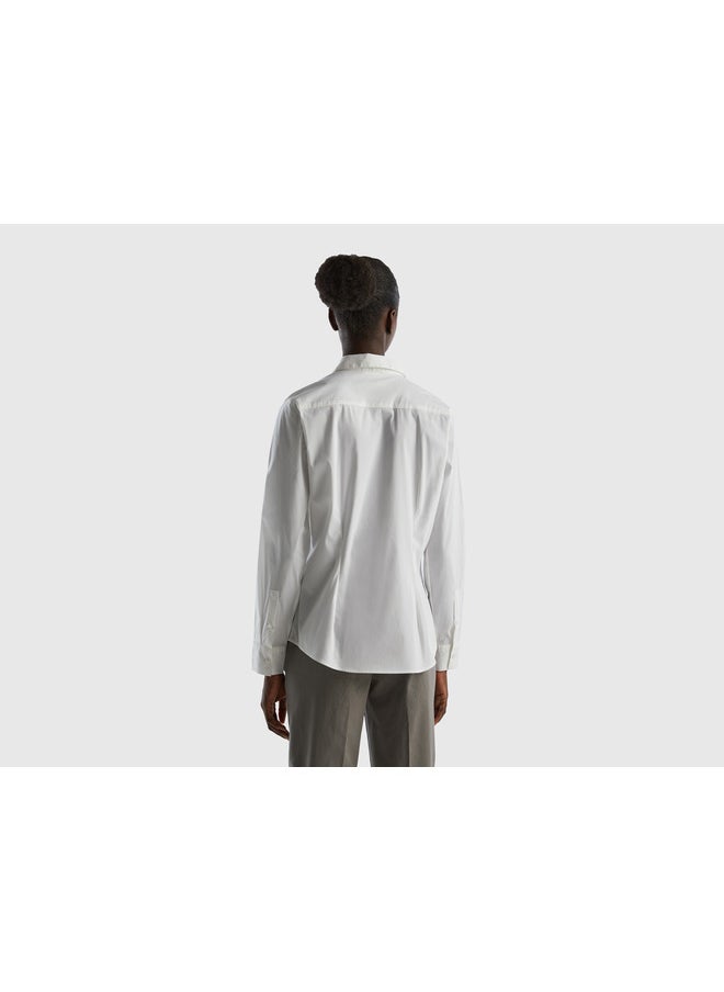 Shirt In Stretch Cotton Blend - White