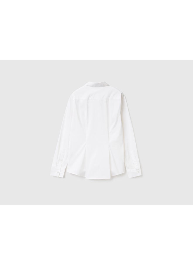 Shirt In Stretch Cotton Blend - White