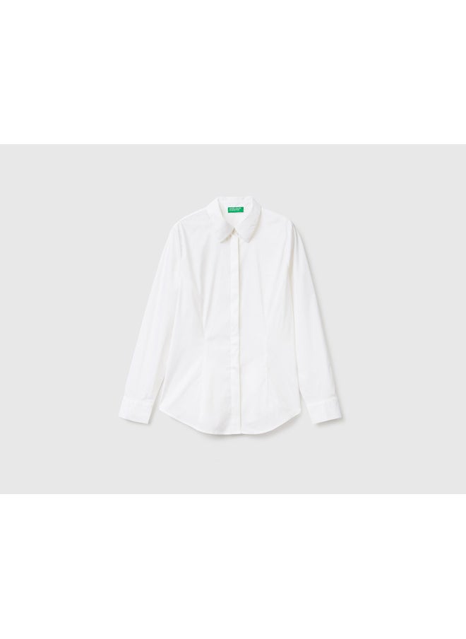 Shirt In Stretch Cotton Blend - White