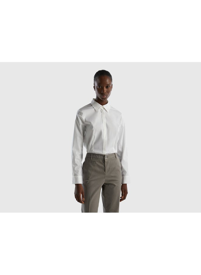 Shirt In Stretch Cotton Blend - White